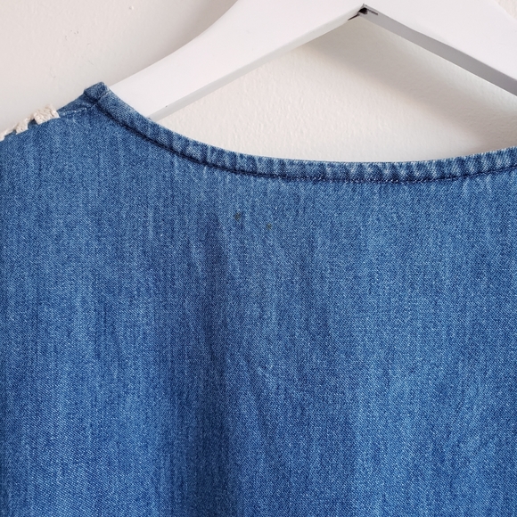 Vintage Cottage Chambray Crochet Lace Dress - Picture 8 of 9